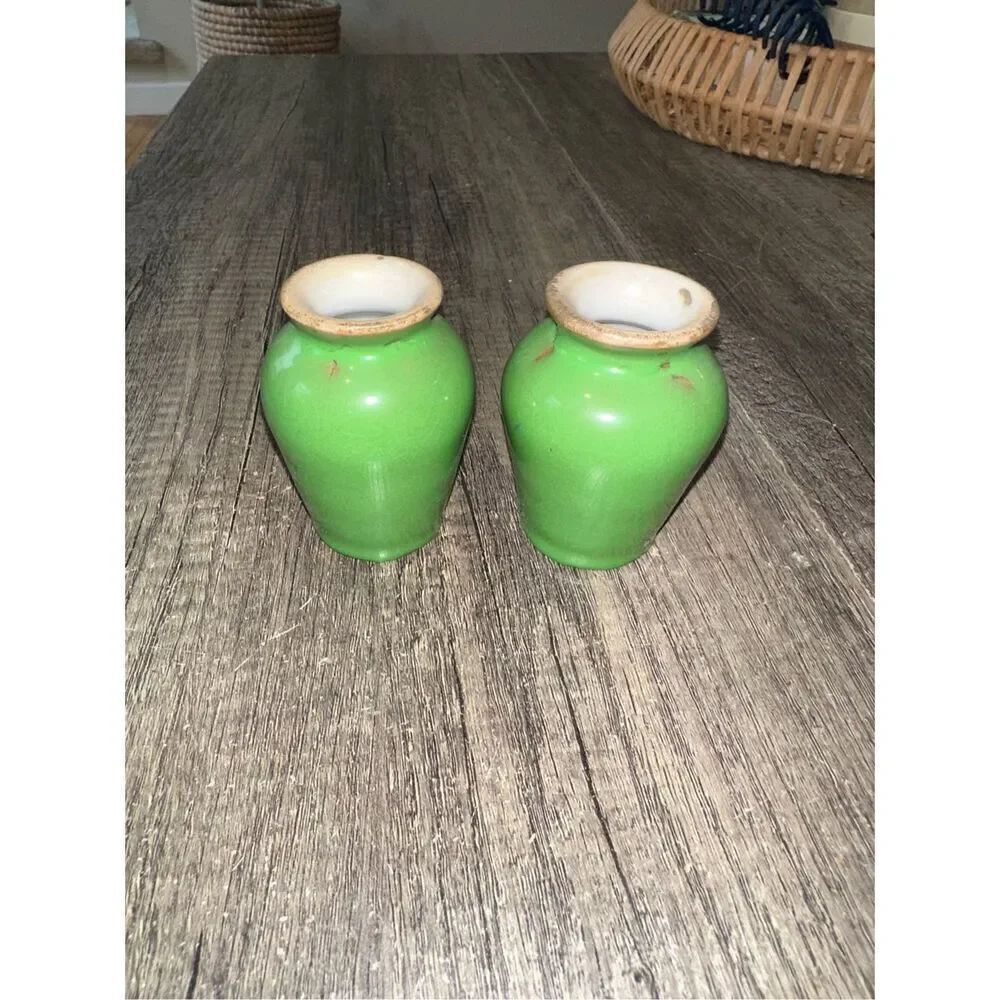 Vintage Green Ceramic Small Vases
